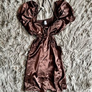 H&M Chocolate Brown Cut Out Dress Medium